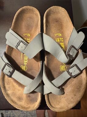 Birkenstock Mayari Sandals in Gray Leather
